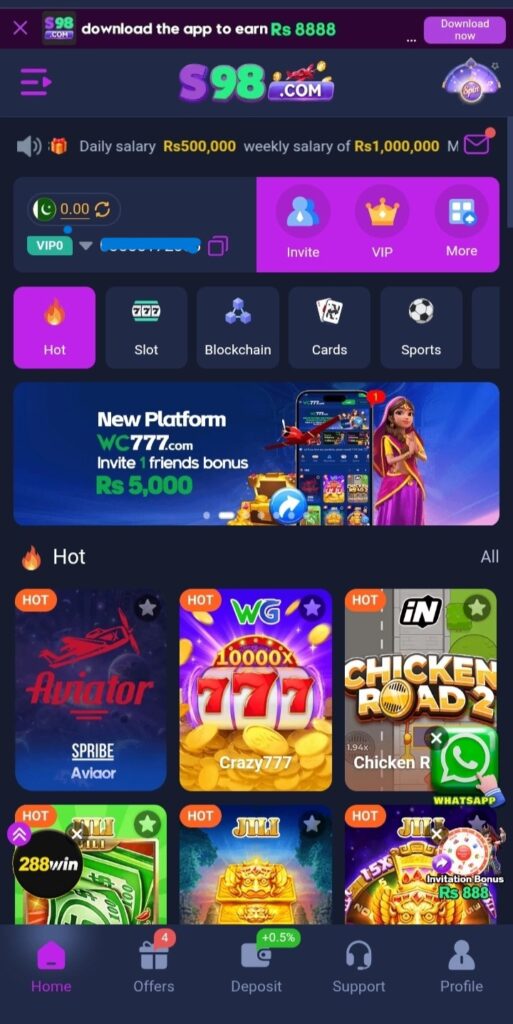 S98 Game Download Pakistan New Earning App 2026